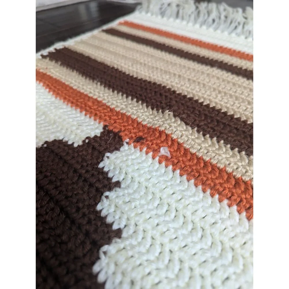 Vintage Navajo Inspired Modern Southwest Throw Blanket Handmade Earth Tones Boho